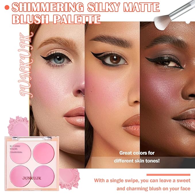 Blush Palette,Shimmer Silky Matte Blush Powder Palette,Professional Cute Face