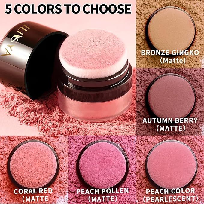 Face Blush Powder Makeup Soft Mushroom Blush for (Bronze Gingko)