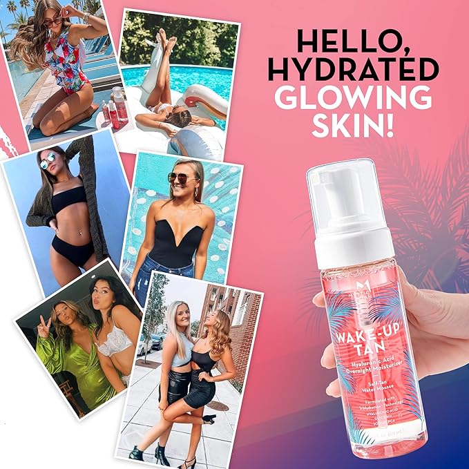 Mystic Tan Self Tanning Bundle: Wake-Up Tan Self Tanner Water Mousse 5.5 fl. oz. + Streak Free Tan Applicator Mitt - Hyaluronic Acid Overnight Moisturizer, Easy-to-Use, Works While You Sleep