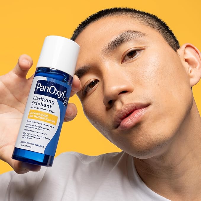 PanOxyl Clarifying Exfoliant with 2% Salicylic Acid, BHA Liquid Exfoliant for Face, Unclogs, Minimizes Appearance of Pores, Blue Algae and Antioxidants Help Calm Redness, For Acne Prone Skin, 4 fl oz