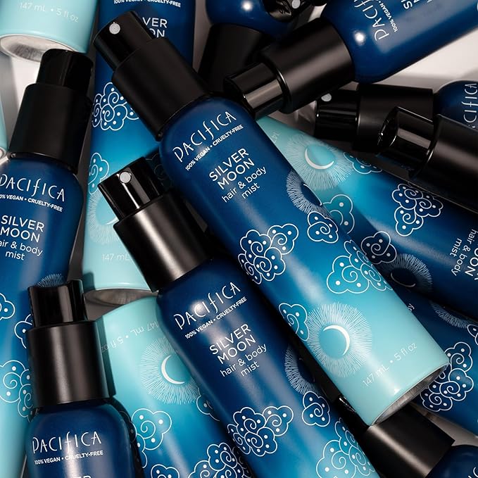 Pacifica Silver Moon Hair Mist Perfume & Full Body Spray for Women - Body Mist Fragrance w/BTonka, Santal, Cardamom, Vanilla Bean, Musk & Amber – Clean Beauty Alcohol-Free, Vegan & Cruelty-Free, 5 oz