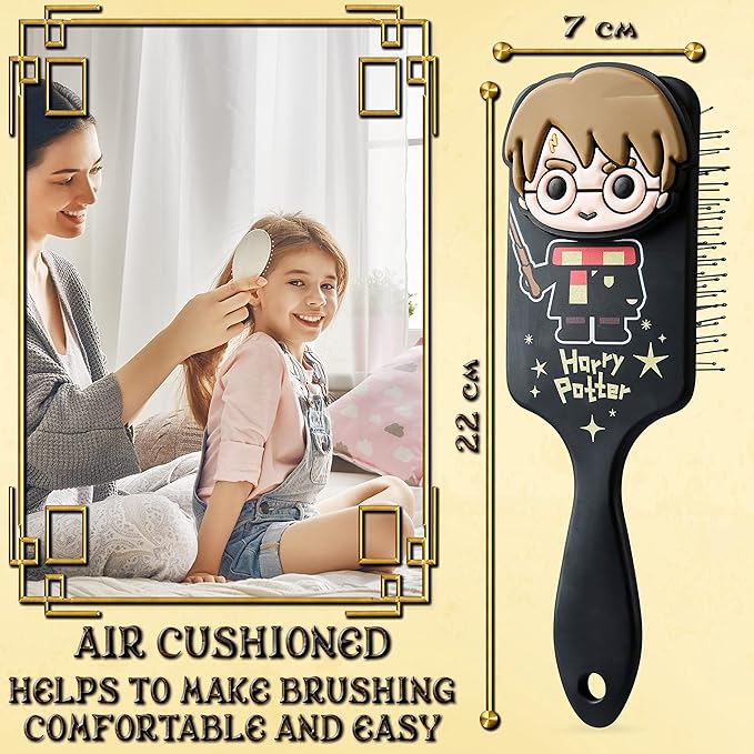 Official Harry Potter Hair Brush, Detangler for Girls, Gifts for Fans (Black)