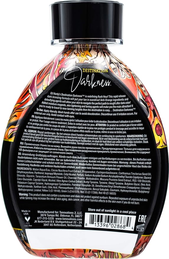 Ed Hardy Tanning Destination Darkness - One Hour Color Creator Anti-Orange Dark Tanning Lotion 13.5 oz.