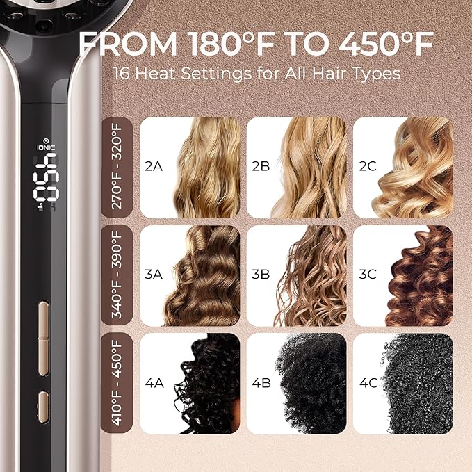 TYMO Hair Straightener Brush - Upgraded Ionic Plus Straightening Brush with Dense Bristles, 16 Temps, Dual Voltage | Ceramic Hot Comb for Women | Flat Iron for Thick Curly Hair, Gold