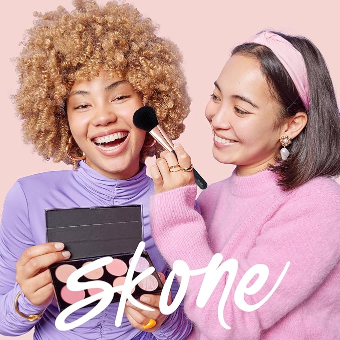 Skone Cosmetics Powder Brush - Luxe Premium Rose Gold and Synthetic Black Face Powder Brush - Professional Grade Nylon Powder Face Brush For Applying Pressed Powder, Loose Powder, Setting Powder, Bronzer - Cruelty Free Makeup Brushes