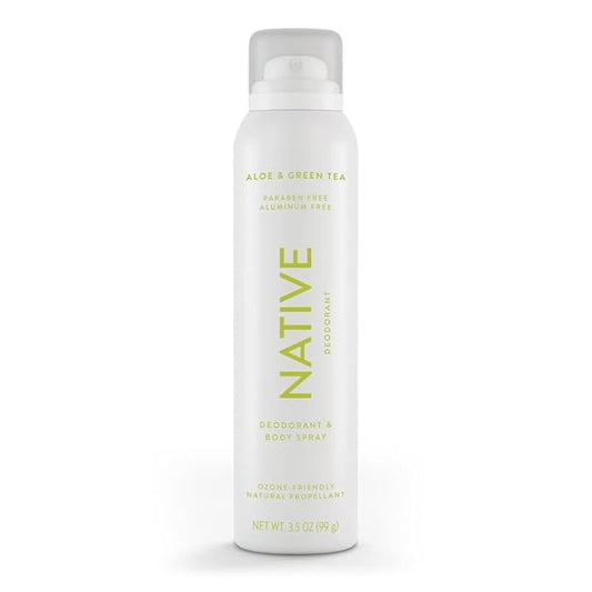 Native Deodorant & Body Spray Contains Naturally Derived Ingredients | Deodorant for Women and Men, All Day Odor Protection, Aluminum and Hydrocarbon Propellant Free | Aloe & Green Tea