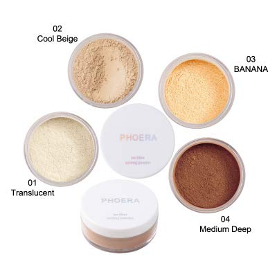 PHOERA Setting Powder Controls Oil,Setting Powder Makeup Light,Loose Powder Makeup Coverage,Loose Setting Powder Mini,0.17oz (03#BANANA)
