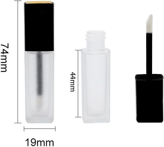 3 Pcs 5ml Frosted Glass Lip Gloss Tubes Refillable Square Lip Glaze Containers with Wands and Stoppers Mini Lip Balm Bottles Vials for DIY Makeup Travel