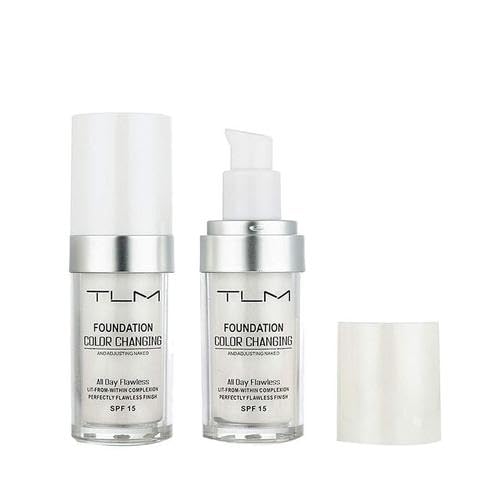 2PCS TLM Colour Changing Foundation - Flawless Coverage, Lightweight Formula, Adapts to Skin Tone, Hides Wrinkles & Lines, Hydrating & Long-Lasting, BB Cream Makeup Base Concealer Cover