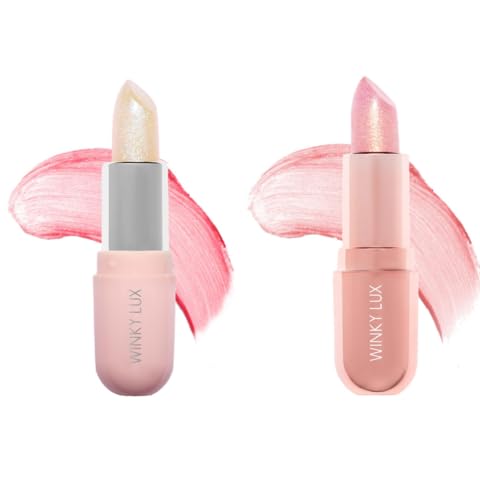 Winky Lux Glimmer Balm, pH, Color Changing Lipstick and Tinted Lip Balm, Vegan & Cruelty Free Lip Balm, Hydrate & Plump, Sheer Pink Lipstick, Unicorn & Rose