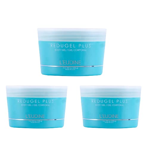 L’EUDINE Redugel Plus Skin Tightening Cream – Pack of 3 – 8oz Anti Cellulite Cream with Mint Oil, Field Horsetail, Marine Algae, Maca Extract – Powerful Non-Greasy Formula – Firming and Toned Skin