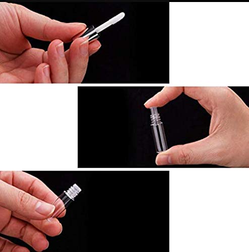 12Pcs 1.2ml Mini Empty Refillable Clear Plastic Lip Gloss Tubes Cosmetic Makeup Sample Packing Storage Container Vial Pot(Black)