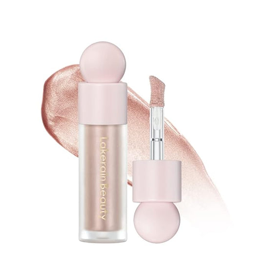Liquid Highlighter - Luminous Finish Light Liquid Luminizer Makeup Enhanced with Pearl Particles & Botanical Blend, Weightless Dewy Glow for Radiant Skin, Vegan, Cruelty-Free (#03 Rose gold)
