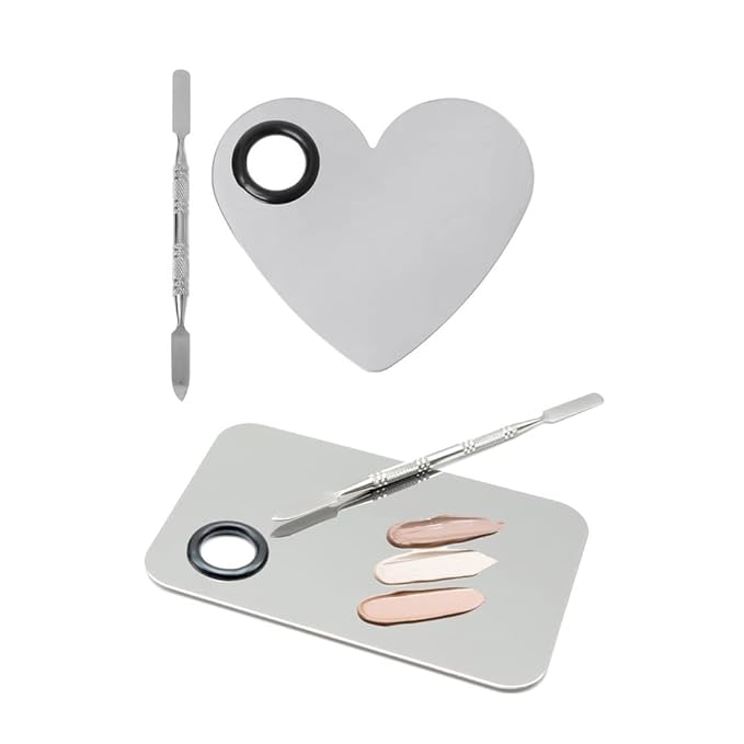 2 Pack Makeup Palette,Stainless Steel Cosmetic Mixing Palette