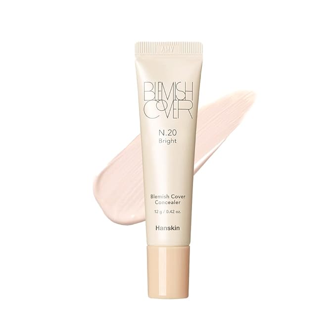 Hanskin New Blemish Cover Full Coverage Concealer, Under Eye Brightener, Conceal & Brighten Dark Circles, Semi Matte Creamy Formula, Flawless Finish, Korean Makeup [Bright/12g]