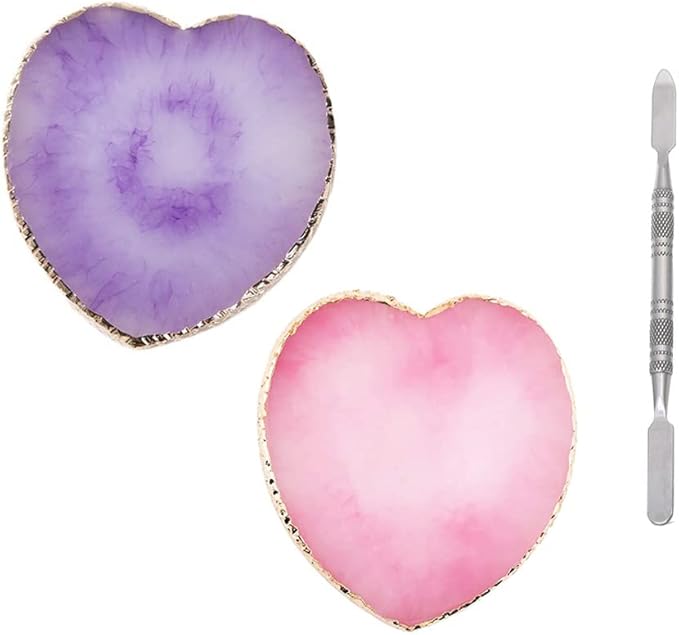 2 Pcs Herat Phnom Penh Resin Nail Art Palette,Nail Art Gel Nail Polish Palette Nail Art Painting Palettes with Stirring Rod Nail Piece Display Tool Cosmetic Makeup Mixed Color Palette Tray