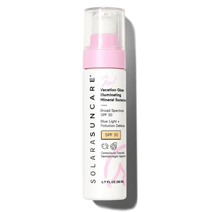 Solara Suncare - Go! Vacation Glow Illuminating Tinted Moisturizer, SPF 30 | EWG Verified, Vegan, Cruelty Free, Reef friendly | Unscented, Lightweight, Safe For Sensitive Skin (1.7 fl oz | 50 ml)