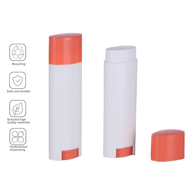 5ml 25Pcs Empty Oval Deodorant Lip balm Tubes Containers Twist-up Refillable Containers for Lipstick,Chapstick,Homemade Lip balm,DIY Deodorants(Pink White)