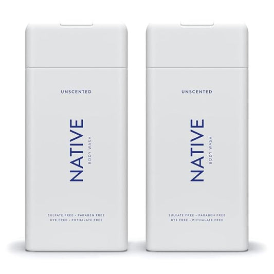 Native Body Wash for Men & Women, Seasonal | Sulfate, Paraben, and Dye Free, with Naturally Derived Clean Ingredients Leaving Skin Soft and Hydrating, Unscented 18 oz - 2 Pk