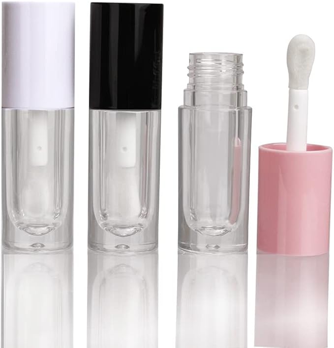 COSIDEA 14pcs Empty 6ml big doe foot wand Chunky lip gloss tubes for DIY lipgloss,Pink round lipgloss containers tubes with thick wand (Black)