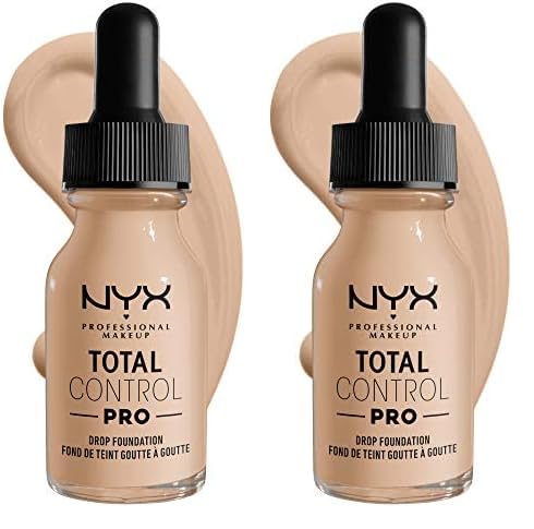 NYX PROFESSIONAL MAKEUP Total Control Pro Drop Foundation, Skin-True Buildable Coverage - Alabaster (Pack of 2)