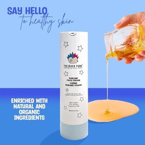 All-Natural Sublime Face Cream for Kids & Tweens, Fragrance-Free, Lightweight, Non-Greasy Face Moisturizer, 50 ml/1.7 fl oz | Skincare for All Types