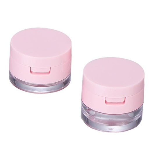 minkissy 2 Sets Powder Box Mini Containers Loose Cosmetic Cases for Traveling Foundation Makeup Powder Women Cosmetic Supply Powder Case Bulk Makeup Pink Flash Body Powder 3g Abs