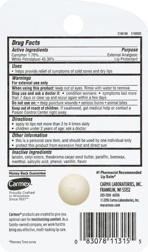 Carmex Classic Lip Balm Medicated 0.25 oz (Pack of 10)