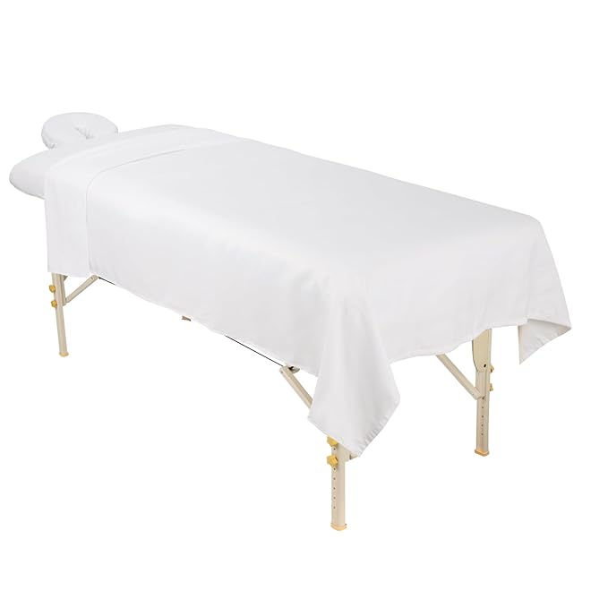 ForPro Professional Collection Premium Microfiber 3-Piece Massage Sheet Set, White, Ultra-Light, Stain, and Wrinkle-Resistant Includes Massage Flat and Fitted Sheet and Massage Face Rest Cover