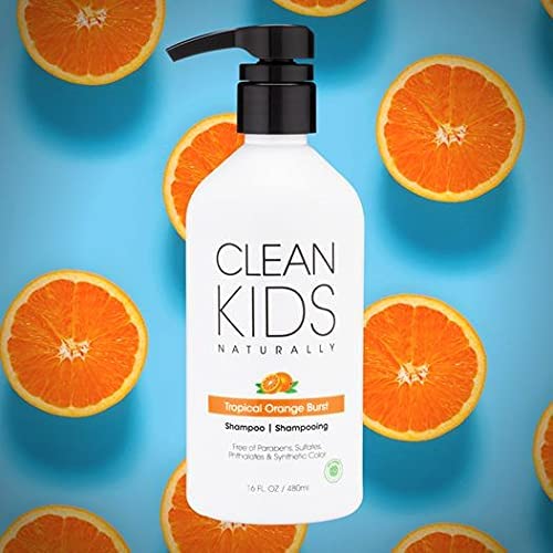 Clean Kids Naturally Tropical Orange Burst Shampoo, All-Natural, Gluten-free, Vegan, and Cruelty-free, Paraben-free, 16 oz, EWG Verified (1 Bottle)