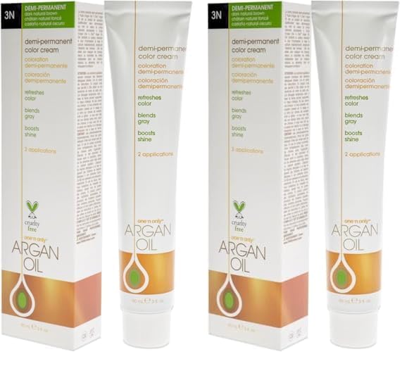 One n Only Argan Oil Demi-Permanent Color Cream - 3N Dark Natural Brown Hair Color Unisex 3 oz (Pack of 2)