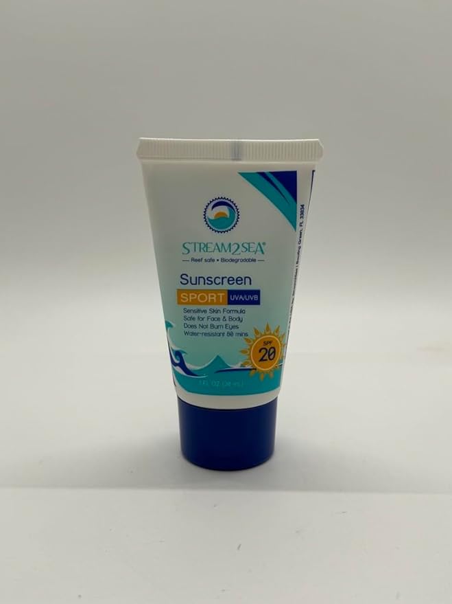 STREAM 2 SEA SPF 20 Mineral Sunscreen Biodegradable and Reef Safe, 1 Fl oz Pack of 3 Travel Size Paraben Free Non Greasy, Moisturizing Mineral Sunscreen For Face, Body Protection Against UVA and UVB
