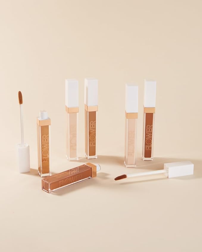 FLOWER BEAUTY By Drew Barrymore Light Illusion Full Coverage Concealer - Diffuse Dark Under Eye Circles + Blurs Blemishes - Weightless Formula + Crease Proof Makeup (Mocha)