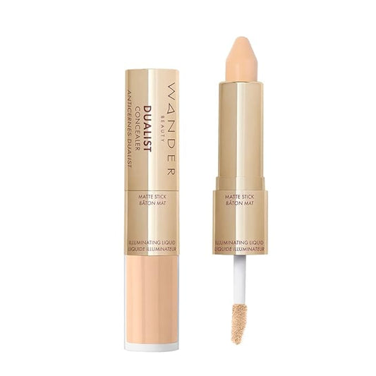 Wander Beauty Dualist Matte and Illuminating Concealer Makeup - Fair - Dual-Ended Matte Concealer Stick + Liquid Concealer - Full Coverage Concealer Brightens, Firms, & Hydrates Under Eyes -0.28 fl oz