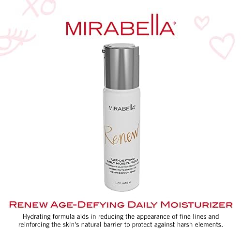 Mirabella Renew Age-Defying Daily Moisturizer for Face, Hydrating Face Moisturizer Helps Reduce Appearance of Fine Lines, Wrinkles and Dark Spots with Peptides, Hyaluronic Acid, and Antioxidants