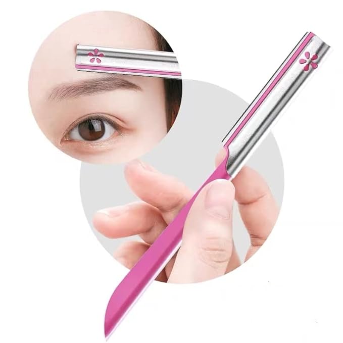 10 Pieces Eyebrow Razor for Women Facial Shaver Razor Brow Shaper Eyebrow Trimmer Dermaplaner Shaping Tool with Cover (Pink)