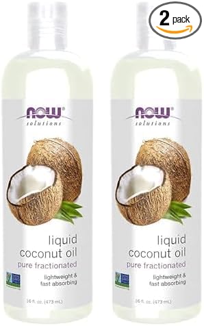 NOW Solutions, Liquid Coconut Oil, Light and Nourishing, Promotes Healthy-Looking Skin and Hair, 16-Ounce (Pack of 2)