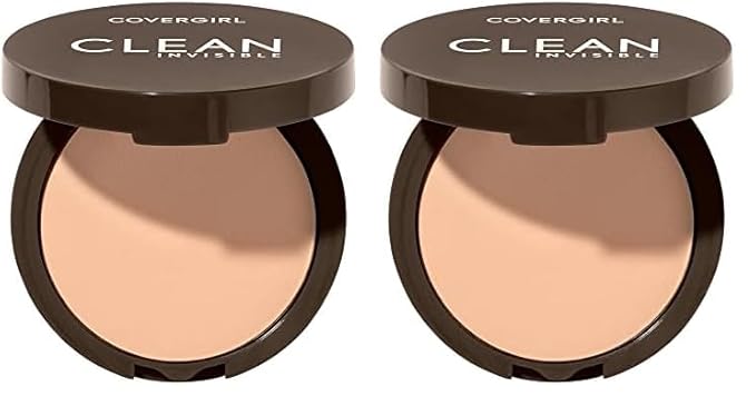 Covergirl Clean Invisible Pressed Powder, Lightweight, Breathable, Vegan of 2) 0.38oz