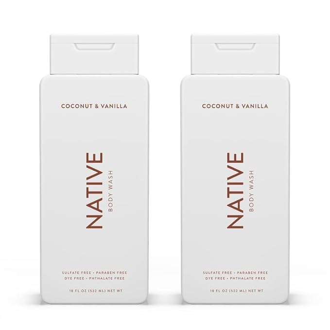 Native Body Wash Contains Naturally Derived Ingredients | For Women & Men, Sulfate, Paraben, & Dye Free Leaving Skin Soft and Hydrated | Coconut & Vanilla 18 oz - 2 Pk
