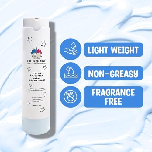 All-Natural Sublime Face Cream for Kids & Tweens, Fragrance-Free, Lightweight, Non-Greasy Face Moisturizer, 50 ml/1.7 fl oz | Skincare for All Types