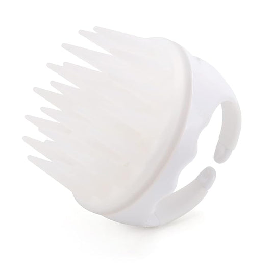 BTYMS Silicone Scalp Scrubber Shampoo Brush With Extra Long Bristles, Hair Massager for Growth & Dandruff Removal - White
