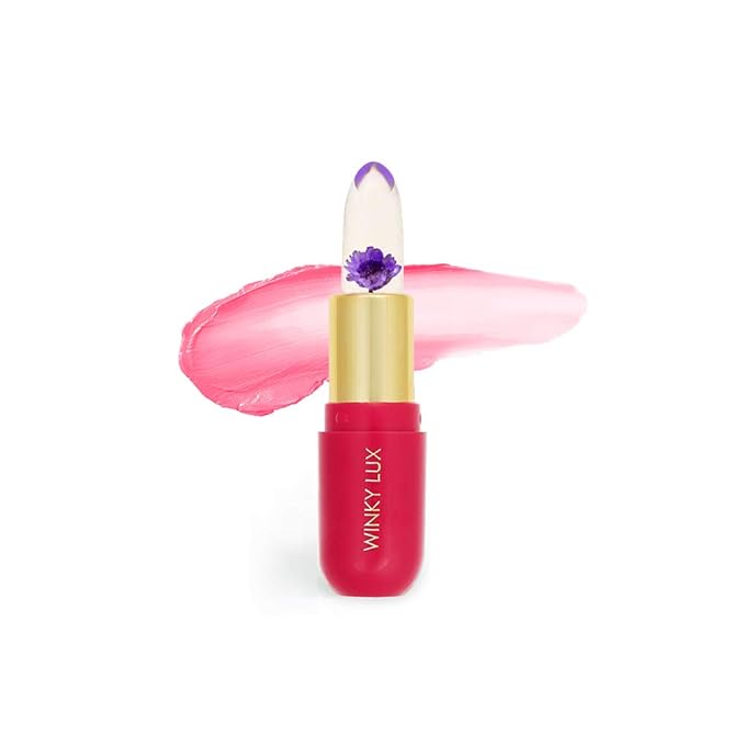 Winky Lux Flower Balm, pH Lip Balm, Color Changing Lipstick and Tinted Lip Balm Stain, Vegan & Cruelty Free Hydrate & Plump, Sheer Pink Lipstick, Purple Flower