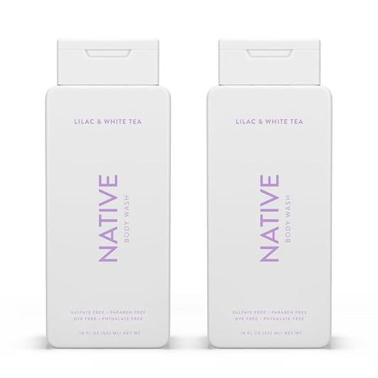 Native Body Wash Contains Naturally Derived Ingredients | For Women & Men, Sulfate, Paraben, & Dye Free Leaving Skin Soft and Hydrating | Lilac & White Tea 18 oz - 2 Pk
