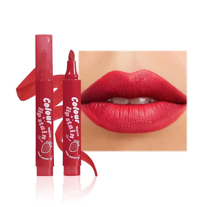 Lip Stain, Waterproof lip tint, Matte Color Look, Longlasting All Day Wear Lip Color, Smudge Proof Natural Finish, Precise Chisel Tip Marker,non sticky lip gloss,kiss proof lip color 04#