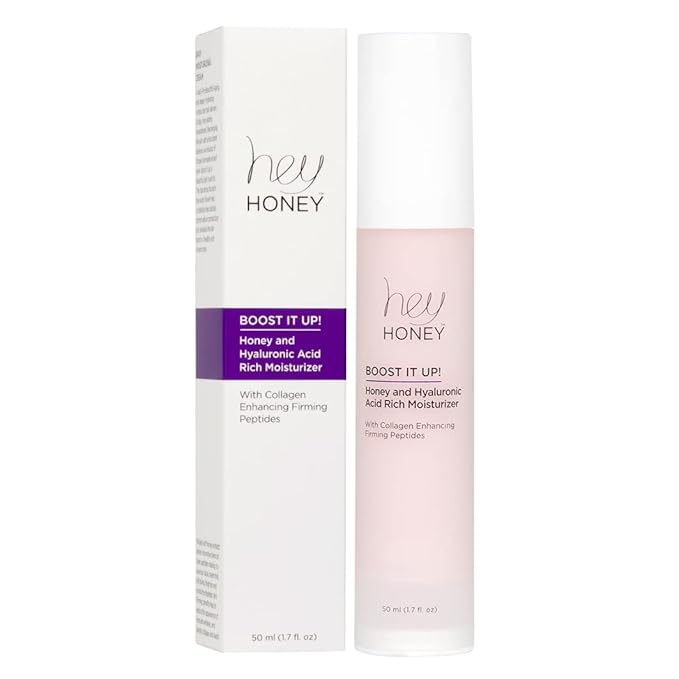 Hey Honey Skincare Boost It Up Honey Extract & Hyaluronic Acid Rich Moisturizer | Targets Premature and Advanced Signs of Aging | Cruelty Free, Clean Ingredients and Paraben Free | 1.7 Oz