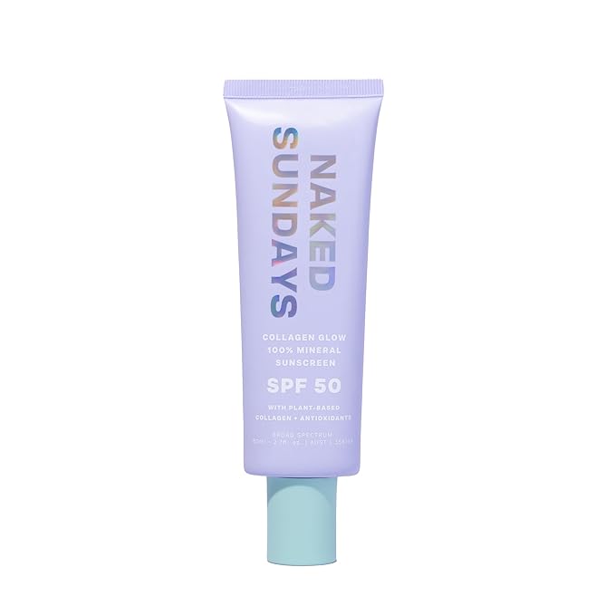 Naked Sundays SPF 50 Mineral Glow Sunscreen, Daily Hydrating Facial Moisturizer & Primer with Zinc Oxide, Sheer Tint, Broad Spectrum SPF Lotion (Jumbo 80ml)