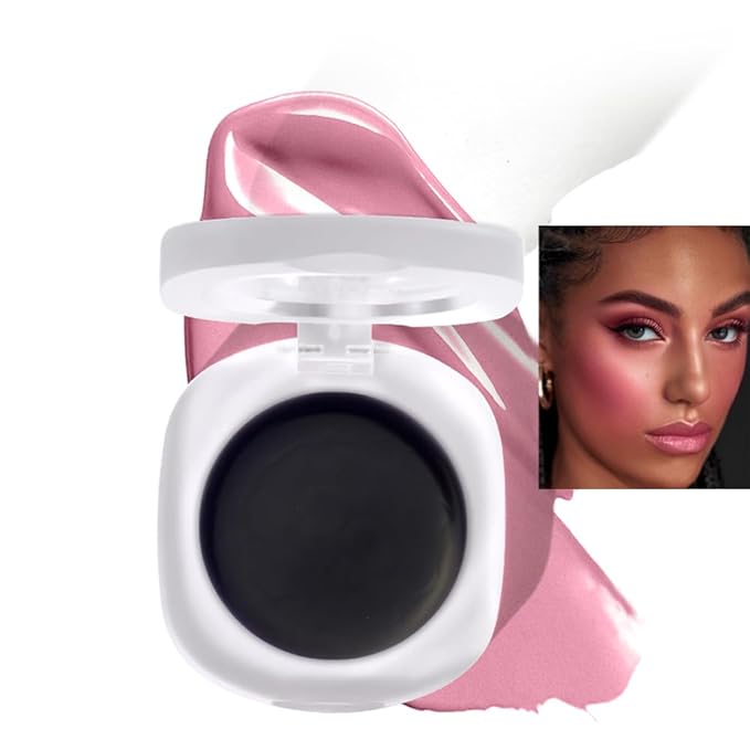 Cream Blush Makeup, Natural Pink/Black Glossy Face Blusher, (Black, One)