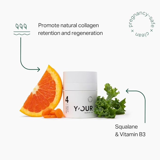 Y'OUR Non-Toxic, Pregnancy-Safe Skincare Set – 2-Step System with Cleanser & Night Cream – Soothing & Rejuvenating – Gentle and Non-Comedogenic Formula. Holiday Gift Bundle