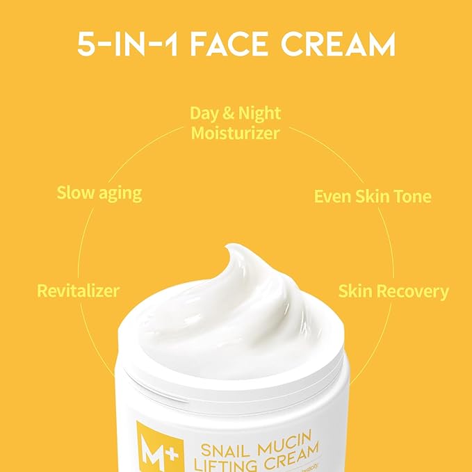 #OOTD Snail Mucin Moisturizer Cream For Face, Lifting & Deep Hydrating Ceam For Face And Neck, Anti Aging, Smoothing, Korean Skincare For Glass Skin (3.38 Fl Oz)