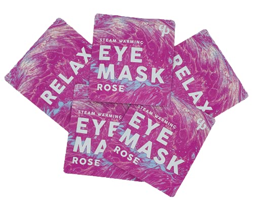 ROSE SCENTED AROMATHERAPY SELF WARMING HEATED EYE MASKS FOR MIGRAINES, STRESS RELIEF, DARK CIRCLES, STRESS TENSION, INFLAMMATION FROM ALLERGIES. [5 PACK]